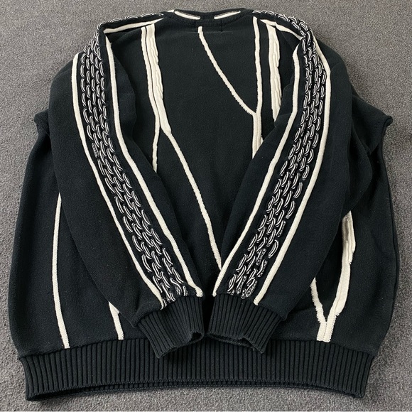 Vintage Tosani Made In Canada Black White Knit Sweater Pullover Men’s Size XL - Picture 3 of 15